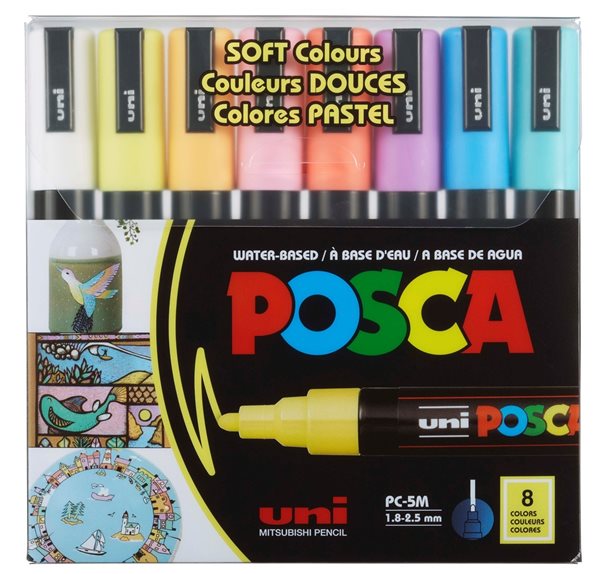 Levně Akrylové popisovače POSCA, PC-5M - 8 pastelových barev