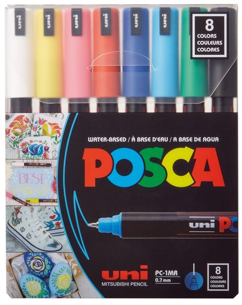 Levně Akrylové popisovače POSCA, PC-1M - mix 8 základních barev