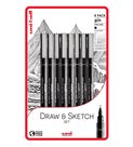 PIN - Draw and Sketch sada 8 ks linerů, černá (0,05/0,1/0,3/0,5/0,8/1,0/1,2/štětec)
