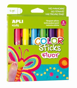 Temperové barvy APLI, suché, 6 neonových barev
