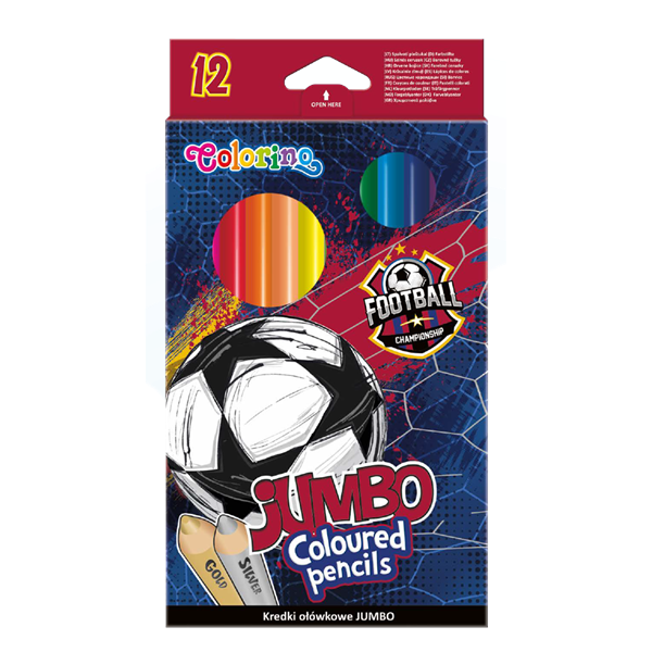 Pastelky trojhranné JUMBO 12 barev - Fotbal