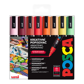 Akrylové popisovače POSCA Summer, PC-5M - 1,8-2,5 mm - 8 teplých barev