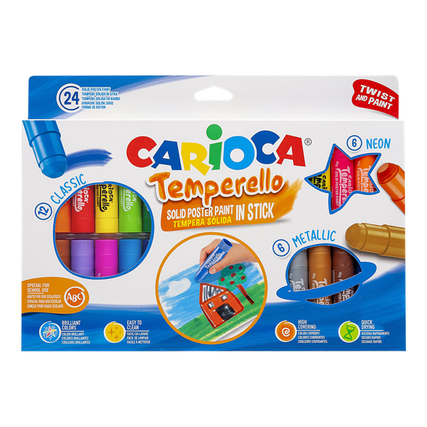 Temperové barvy v tyčince Carioca - 24 ks