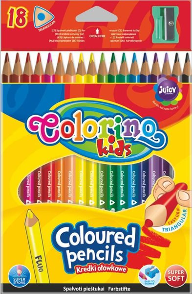 Levně Trojhranné pastelky Colorino - 18 barev + ořezávátko