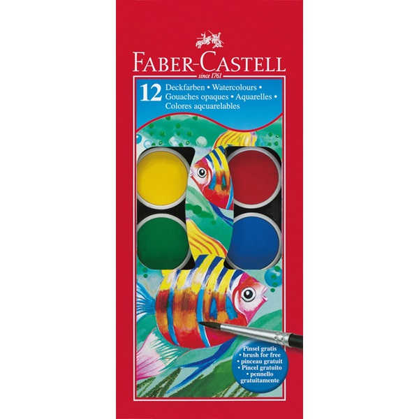 Levně Vodové barvy Faber-Castell - 30mm, 12 barev