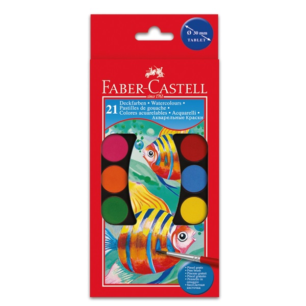 Vodové barvy Faber-Castell - 30mm, 21 barev