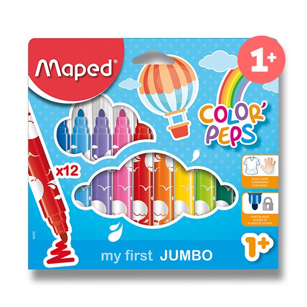 Levně Dětské fixy MAPED Colour´Peps JUMBO - 12 barev