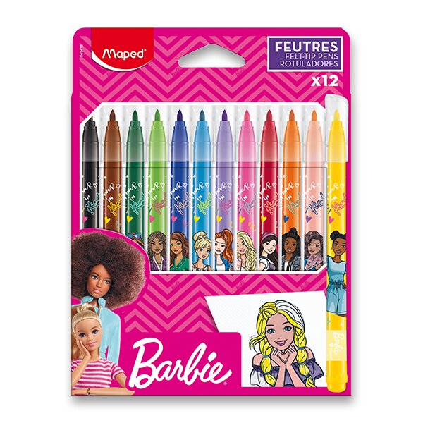 Dětské fixy MAPED Barbie - sada 12 barev