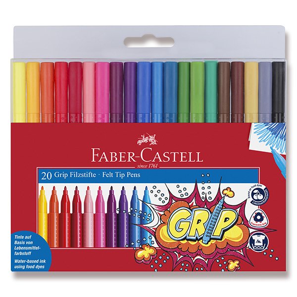 Levně Dětské fixy Faber-Castell Grip - sada 20 barev