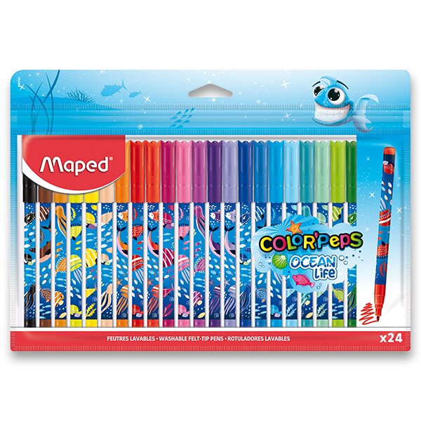Levně Dětské fixy MAPED Color'Peps Ocean Life Decorated - 24 barev