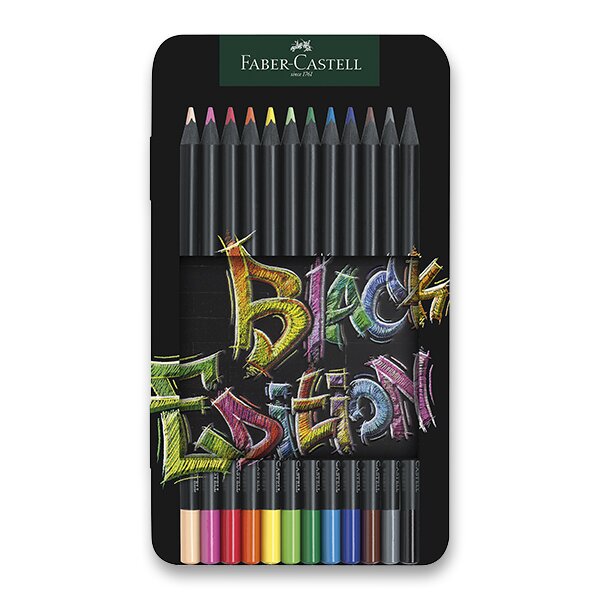 Levně Pastelky Faber-Castell Black Edition v plechové krabičce - 12 barev