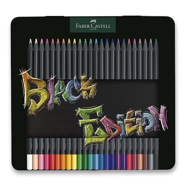 Levně Pastelky Faber-Castell Black Edition v plechové krabičce - 24 barev