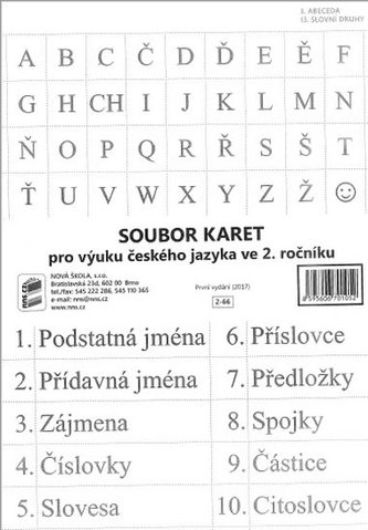Soubor karet pro výuku českého jazyka ve 2. ročníku