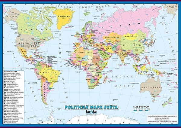 Politická mapa světa XL (100x70 cm) - 100×70 cm