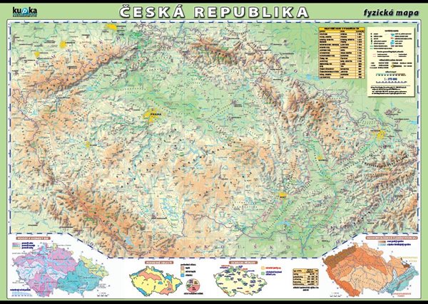 Česká republika - fyzická mapa XL (100x70 cm)