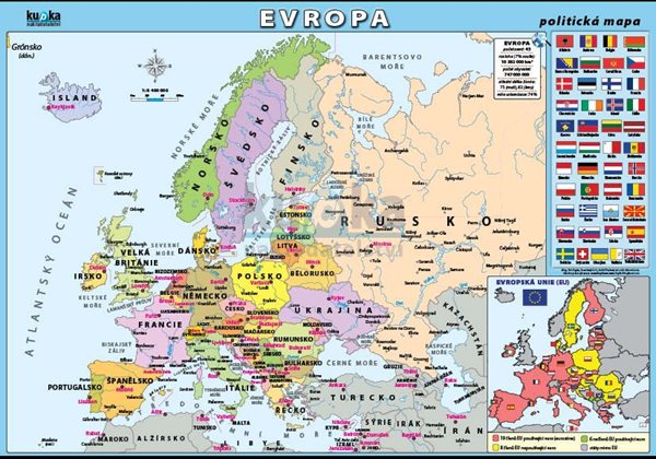 Evropa - politická mapa XL (100x70 cm)
