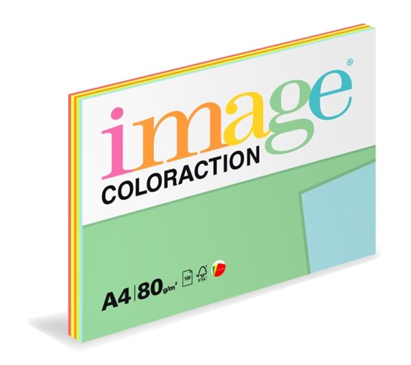 Levně Coloraction A4 80 g 5 × 20 ks - mix reflexní (růžová, oranžová, žlutá, zelená, modrá)