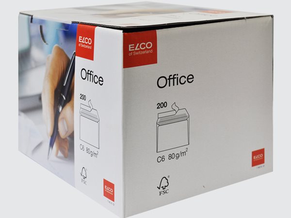Levně Obálky ELCO Office samolepicí s páskou C6 200 ks bílé