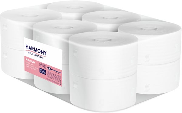 Levně Toaletní papír Jumbo 190 Harmony Professional - 2 vrstvá celulóza ( 12 rolí ), Sleva 90%