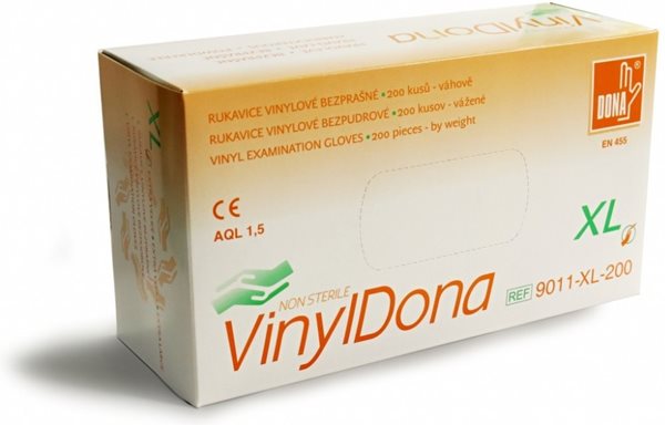 Levně Jednorázové rukavice DONA Vinyl bez pudru, 100ks - vel. XL