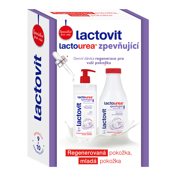 Lactovit Lactourea – dárková sada, zpevňující sprchový gel 500 ml a tělové mléko 400 ml