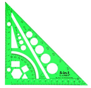 LINEX Multifunkční pravítko trojúhelník 5 v 1 - zelená