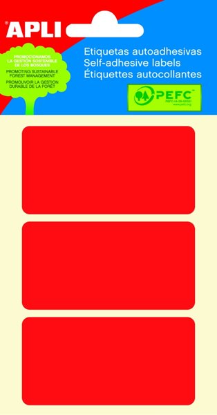 APLI Samolepicí etikety v sáčku 34 × 67 mm - červené, Sleva 4%