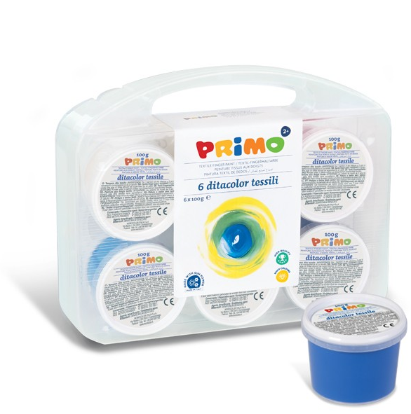 Prstové barvy na textil PRIMO - 6 × 100 g, Sleva 54%