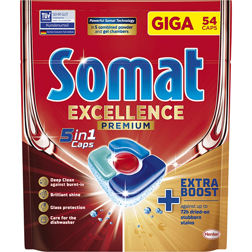 Tablety do myčky Somat Exellence Premium 5v1 - 54 ks, Sleva 49%