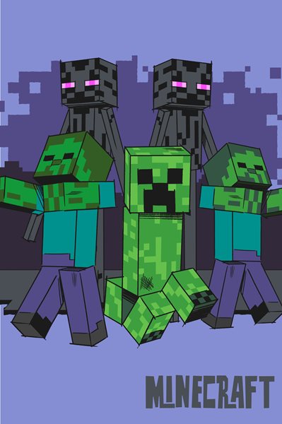 Jerry Fabrics fleecová deka Minecraft "Mobs coming for you" 
