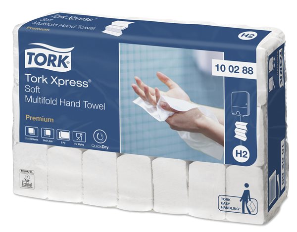TORK Xpress 100288 - skládané papírové ručníky 2 vrstvé ( 21 bal x 110 listů ), Sleva 210%