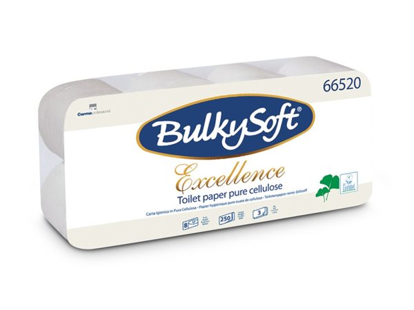 Toaletní papír BulkySoft Excellent - 3 vrstvý, 8 rolí, Sleva 29%