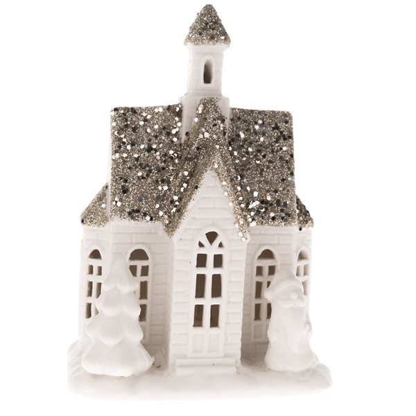 Porcelánový domek s LED světlem bílý - Santa, Sleva 28%