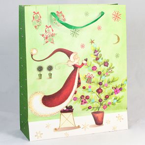 Dárková vánoční taška zelená (26 x 32 x 10 cm)