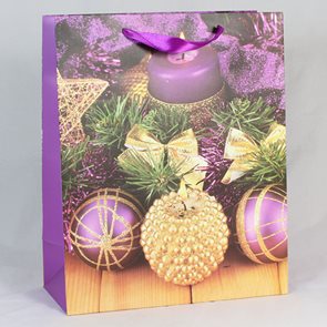 Dárková vánoční taška fialová (18 x 23 x 10 cm)