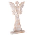 Dřevěný anděl s hvězdou 26 cm - bílý