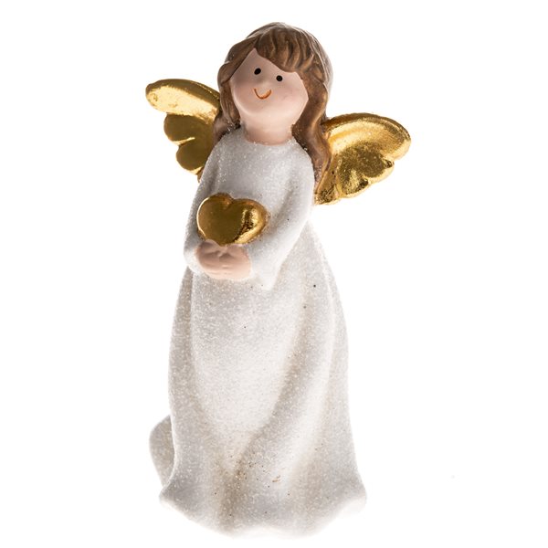 Keramický anděl se srdíčkem 12,8 cm, Sleva 101%