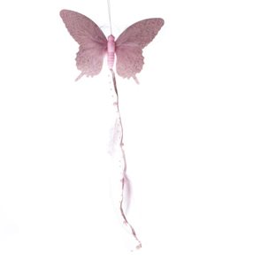 Textilní závěsný motýl - růžový