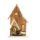 Dřevěný domeček se světlem - natur, 27 cm