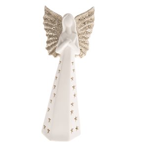 Porcelánový anděl s LED světlem, 20,4 cm