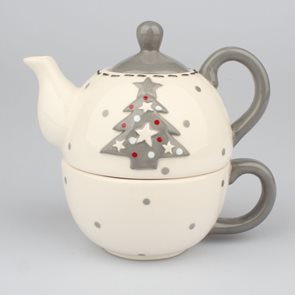 Keramická čajová sada - Vánoční stromeček