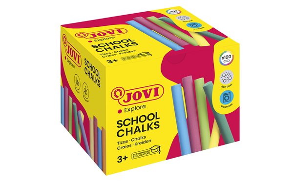 Křídy školní JOVI - 100 kusů barevné, bezprašné