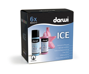 DARWI ICE Satinovací barvy na sklo s ledovým efektem - 6 x 80 ml