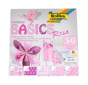 Origami papír Basics 80 g/m2 - 10 × 10 cm, 50 archů - růžový
