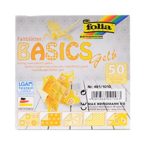 Origami papír Basics 80 g/m2 - 15 × 15 cm, 50 archů - žlutý