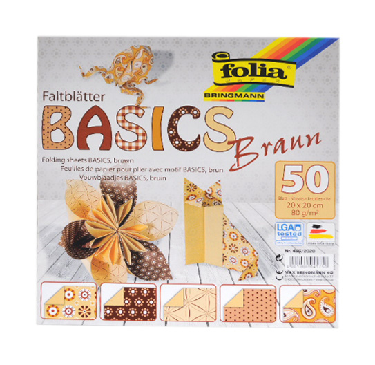 Levně Origami papír Basics 80 g/m2 - 15 × 15 cm, 50 archů - hnědý