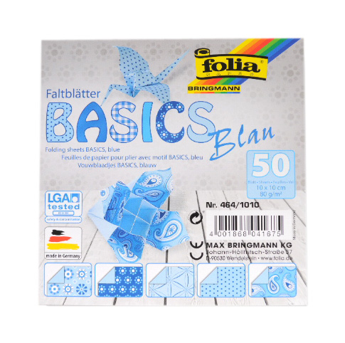 Levně Origami papír Basics 80 g/m2 - 20 × 20 cm, 50 archů - modrý