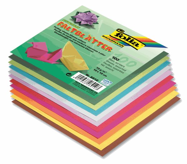 Origami papír barevný 70 g/m2 - 10 × 10 cm, 100 archů