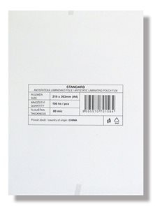 Laminovací fólie - kapsy A4, 80 mic (100 ks)