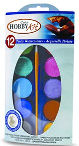 Vodové barvy Hobby Art - perleťové - 12 barev